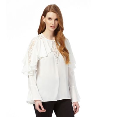 Ivory lace ruffled top